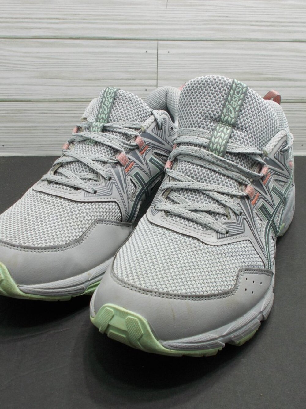 ASICS Gel-Venture 8 Womens 10 Wide Grey Mint Green Trail Running Shoes 1012B231 - Picture 2 of 5